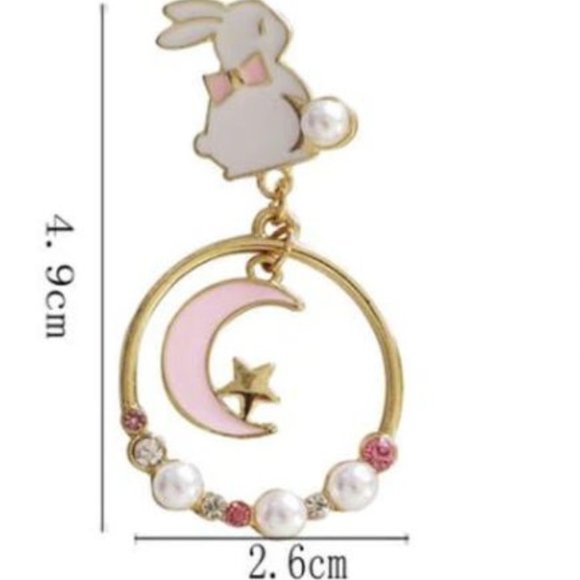 Bunny Pearl Round Earrings - Pink - Picture 5 of 5